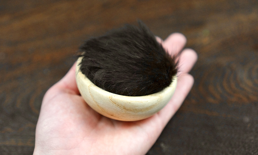 手に持った猫の革